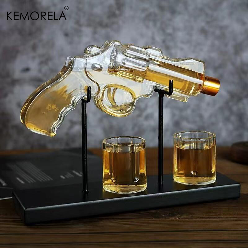 Glass Decanter Whiskey - KEMORELA Revolver Glas Dekanter Whisky Glas