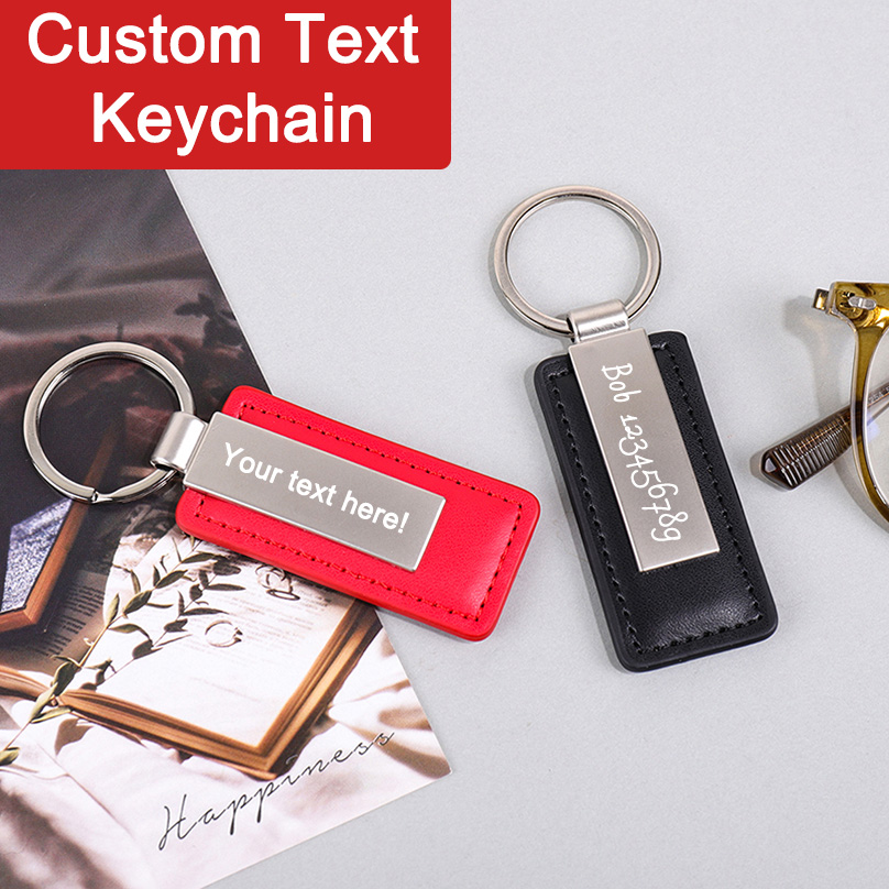 Personalized Engraved Gift - PU-Leder Schlüsselanhänger mit individuellem Namen, Geschenk,