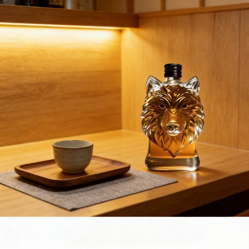 Glass Decanter Whiskey - Kreative Wolfskopf-Whiskykaraffe, Einzigartige Tierförmige Glasflasche für