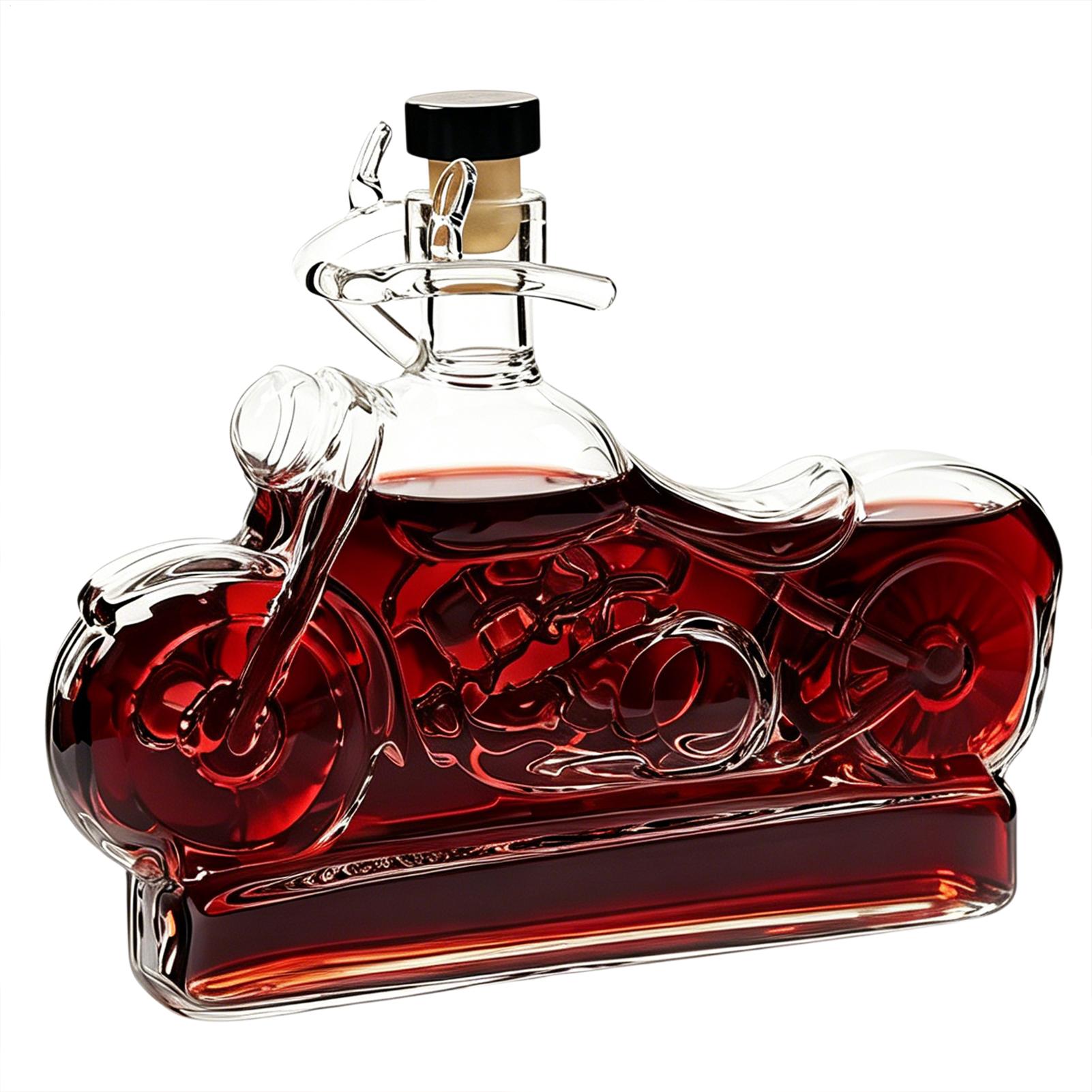 Glass Decanter Whiskey - Whiskey-Dekanter-Flasche 310ml im Vintage-Motorrad-Design für Familienfeiern,